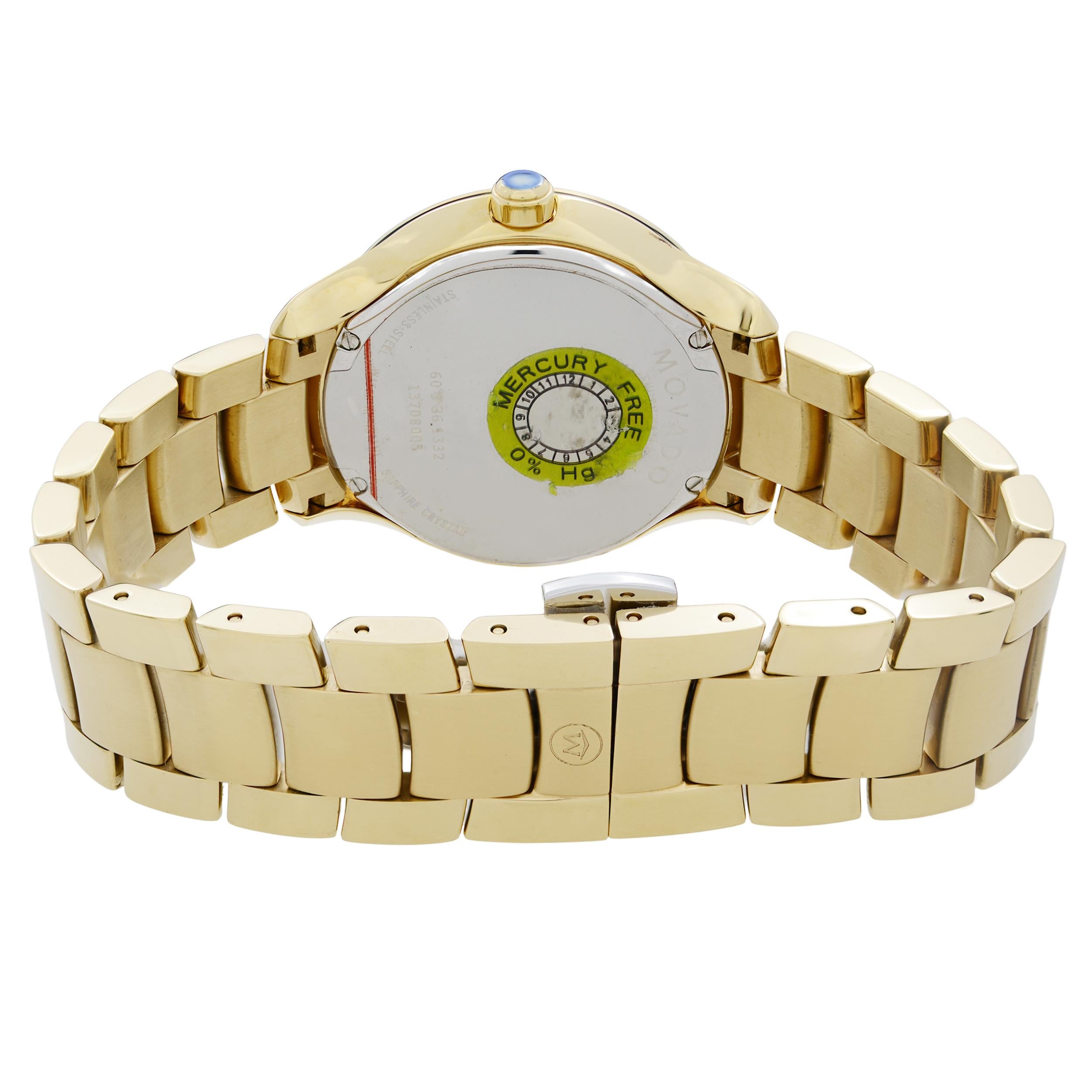 Movado Bellina Acero Oro Amarillo PVD Esfera MOP Reloj de cuarzo para señora 0606980 en venta 1