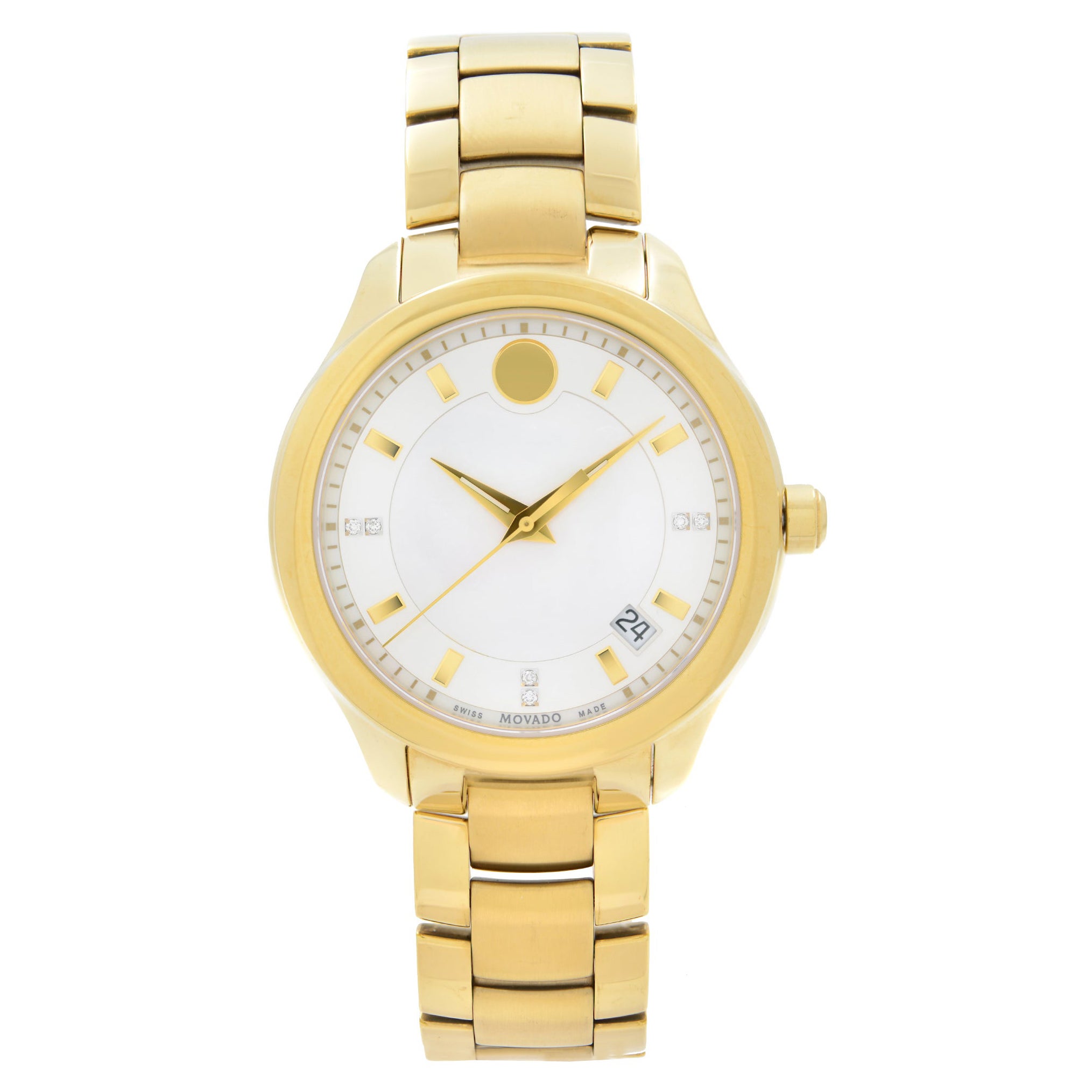 Movado Bellina Acciaio Oro Giallo PVD Quadrante MOP Orologio da donna al quarzo 0606980
