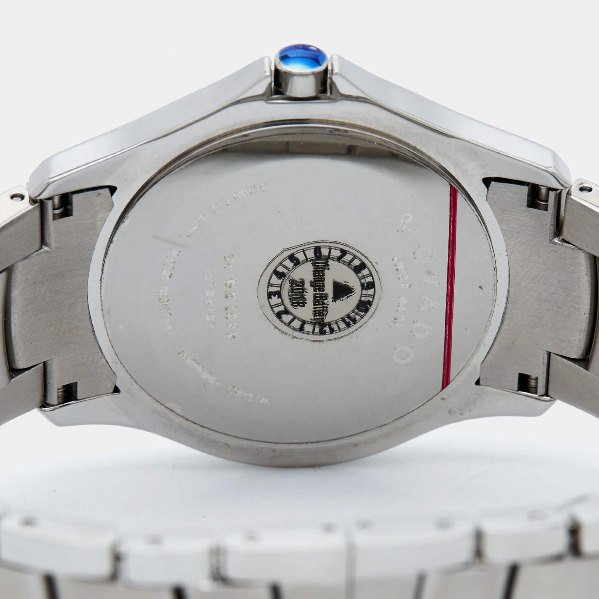 Movado Black Diamond Stainless Steel Masino 84G21855 Men's Wristwatch 40 mm In Excellent Condition In Dubai, Al Qouz 2