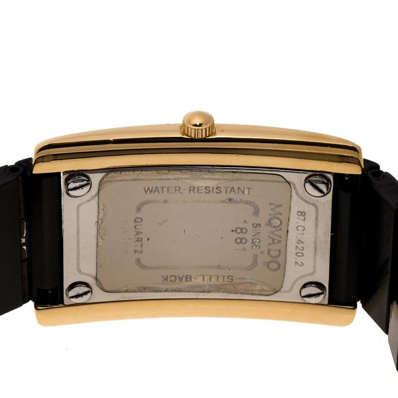 Movado Black Gold Plated Stainless Steel La Nouvelle Women's Wristwatch 22 mm Damen