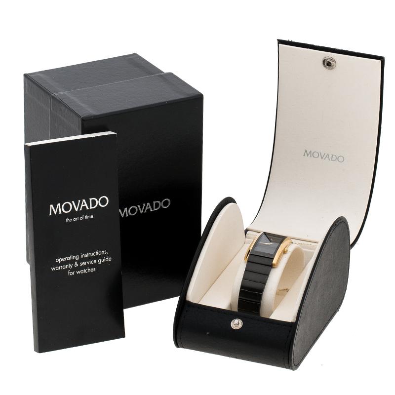 Movado Black Gold Plated Stainless Steel La Nouvelle Women's Wristwatch 22 mm 1