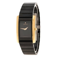 Movado Black Gold Plated Stainless Steel La Nouvelle Women's Wristwatch 22 mm