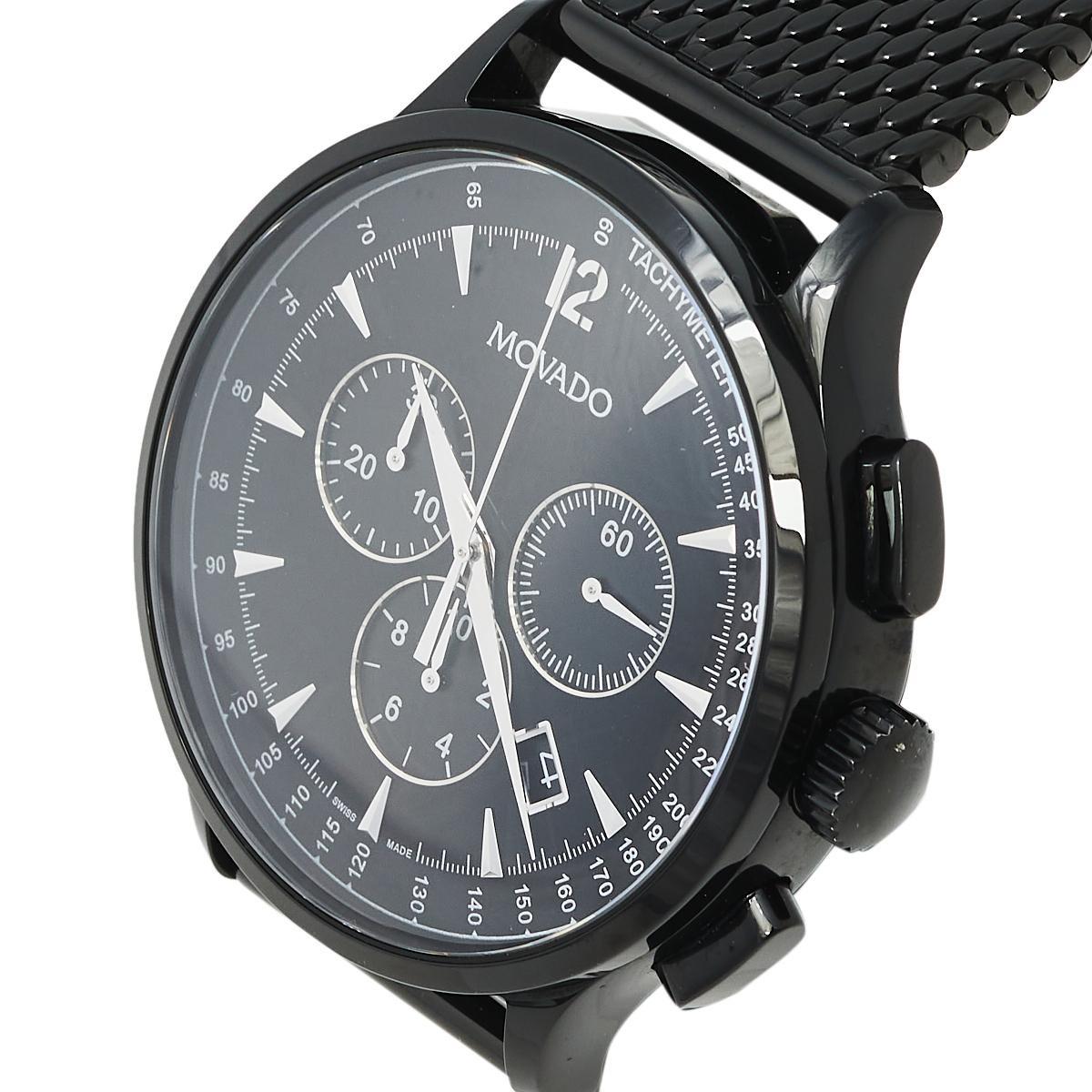 Movado Black PVD Stainless Steel Circa MO.35.1.36.1241 Men's Wristwatch 42 mm 1