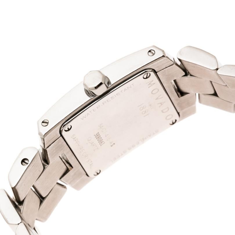 Contemporary Movado Black Stainless Diamonds Eliro 84 C1 415 AS Women's Wristwatch 22 mm