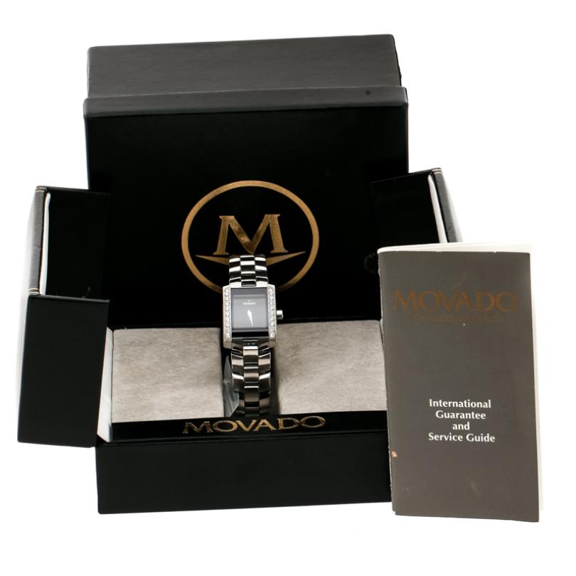 Movado Black Stainless Diamonds Eliro 84 C1 415 AS Women's Wristwatch 22 mm 1