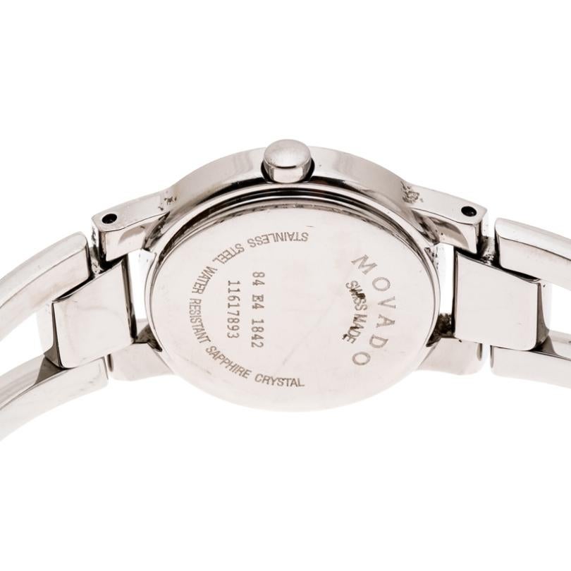 Contemporary Movado Black Stainless Steel Amorosa 84 E4 1842 Women's Wristwatch 24 mm