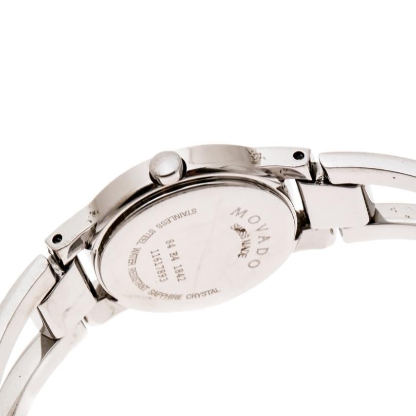 Movado Black Stainless Steel Amorosa 84 E4 1842 Women's Wristwatch 24 mm In Fair Condition In Dubai, Al Qouz 2