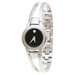 Movado Black Stainless Steel Amorosa 84 E4 1842 Women's Wristwatch 24 mm