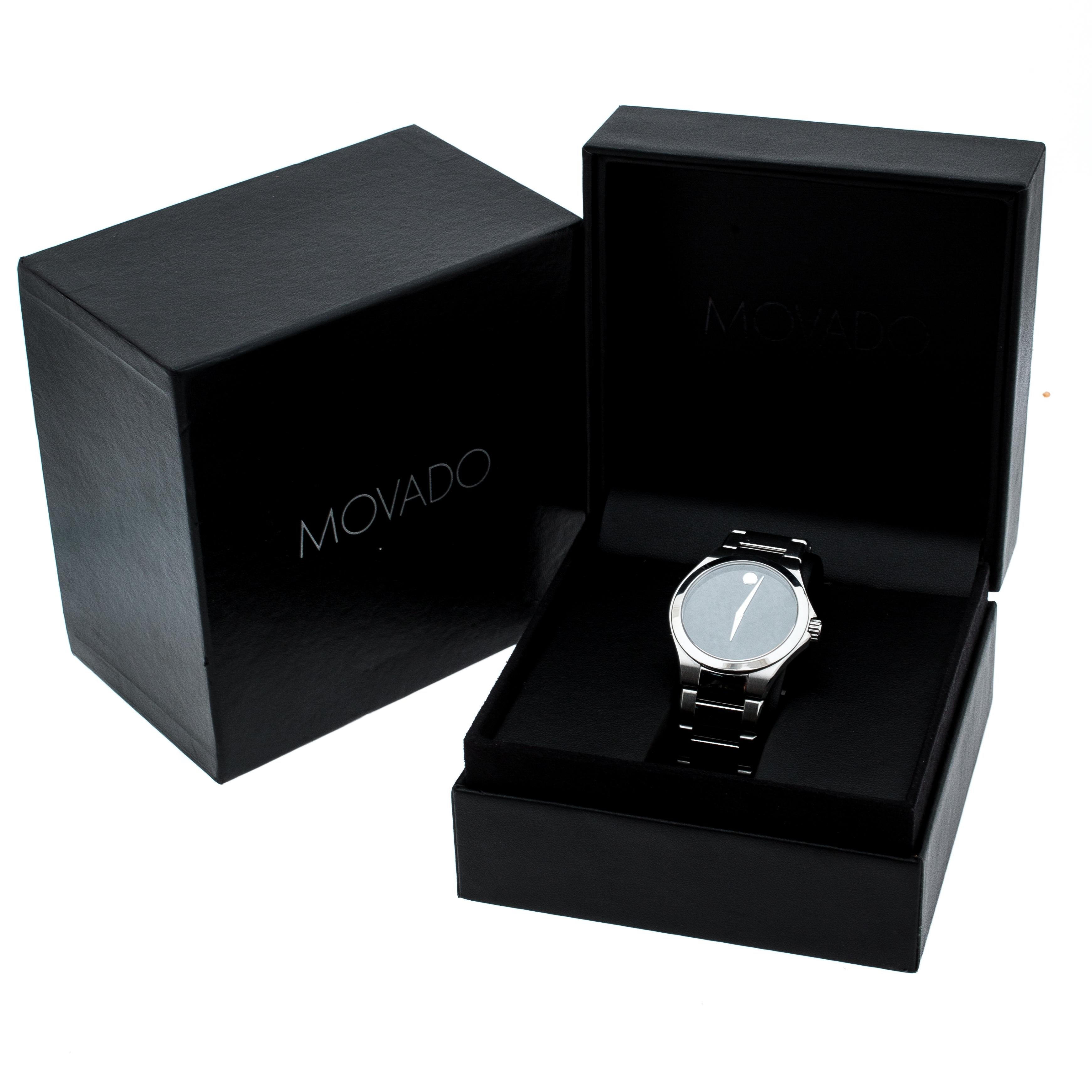 Movado Black Stainless Steel Defio Men's Wristwatch 40MM 4