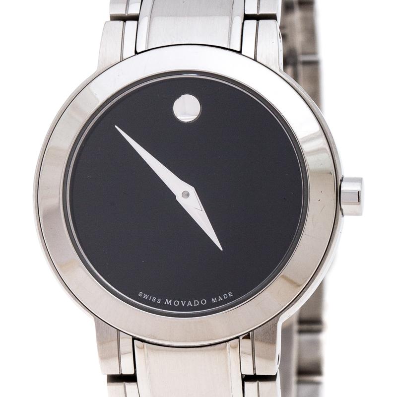 Contemporary Movado Black Stainless Steel M0.08.03.014.1031.1033.4/002 Womens Wristwatch 27MM