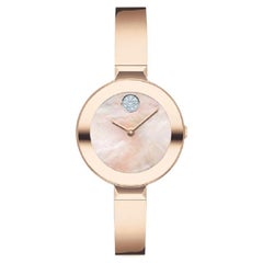 Movado Bold 28mm Rose Gold Dial Stainless Steel Bangle Ladies Watch 3600628