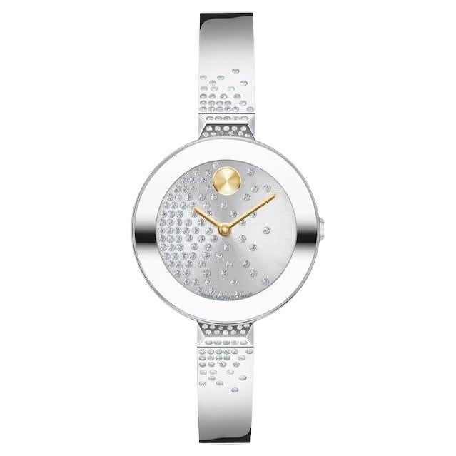 Movado Bold 28mm Silver Dial Stainless Steel Bangle Ladies Watch 3600925