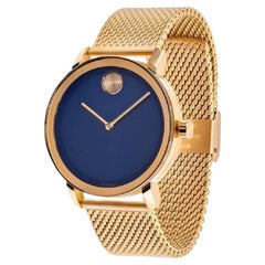 Movado Bold 34mm Blue Dial Gold Tone Stainless Steel Mesh Ladies Watch 3600671