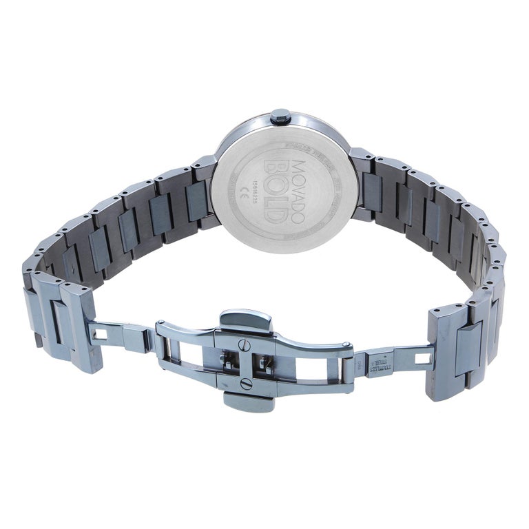 Movado Bold Ion-Plated Steel Blue Dial Quartz Ladies Watch 3600499