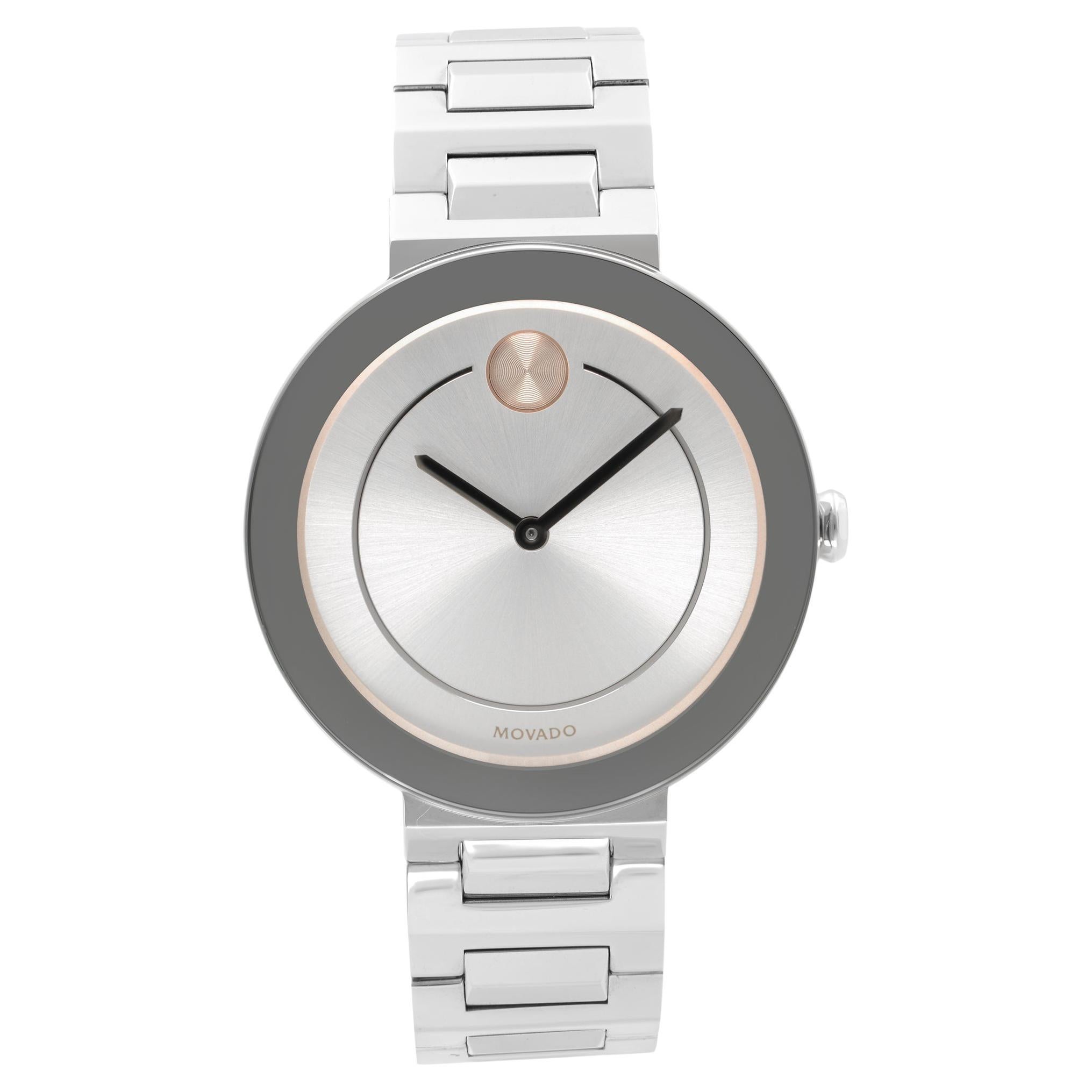 Movado Bold Stainless Steel Silver Dial Quartz Ladies Watch 3600497 For Sale