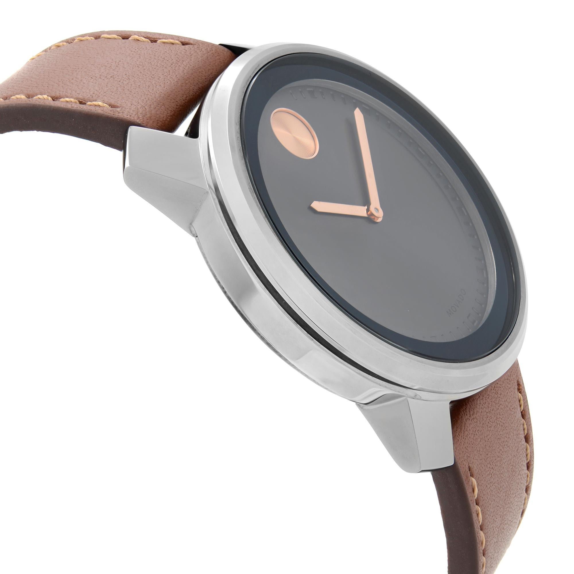 Movado Bold Gunmetal Edelstahl grau Zifferblatt Quarz Herrenuhr 3600378 1