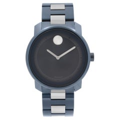Used Movado Bold Blue Ion Plated Stainless Steel Quartz Mens Watch 3600422