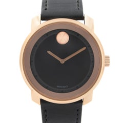 Movado Bold 42.5mm Gold PVD Steel Leather Black Dial Mens Quartz Watch 3600376