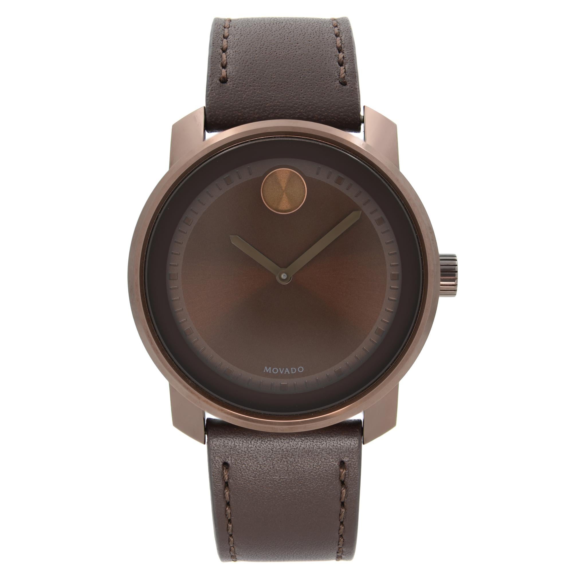 Movado Bold Steel Gunmetal Brown Dial Quartz Unisex Watch 3600377