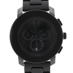 Movado Bold Steel Plastic Resin Black Dial Quartz Mens Watch 3600048