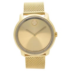 Movado Montre pour homme à quartz en acier inoxydable et maille, de couleur or audacieuse 3600373