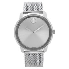 Movado Bold Stainless Steel Mesh Silver Dial Quartz Mens Watch 3600260
