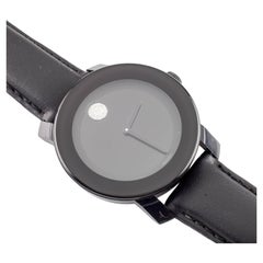 Movado Bold Orologio da polso al quarzo in acciaio inossidabile nero con cinturino in pelle nera