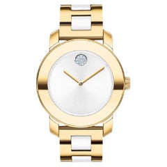 Used Movado Bold Ceramic Ion-Plated Stainless Steel Silver Dial Ladies Watch 3600892