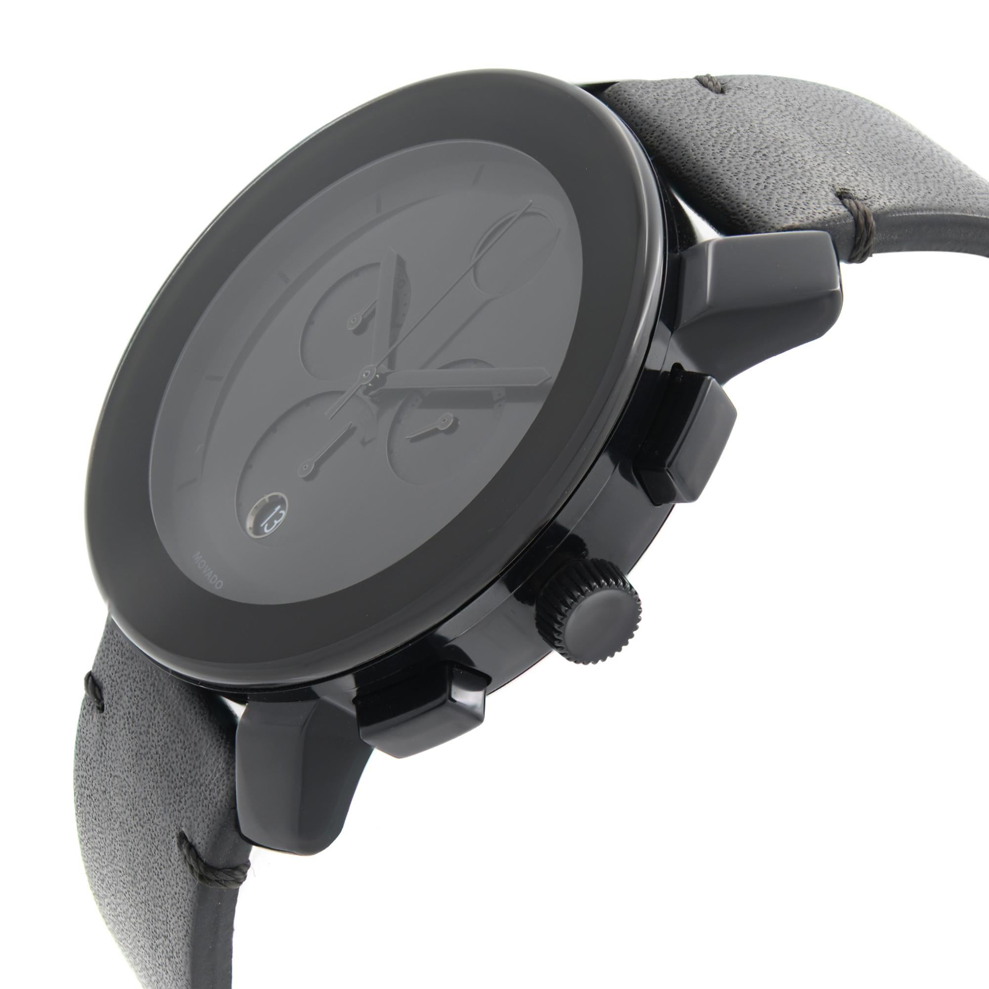 Movado Bold Chronographe Ion-Plated Steel Black Dial Quartz Montre pour hommes 3600337 Bon état - En vente à New York, NY