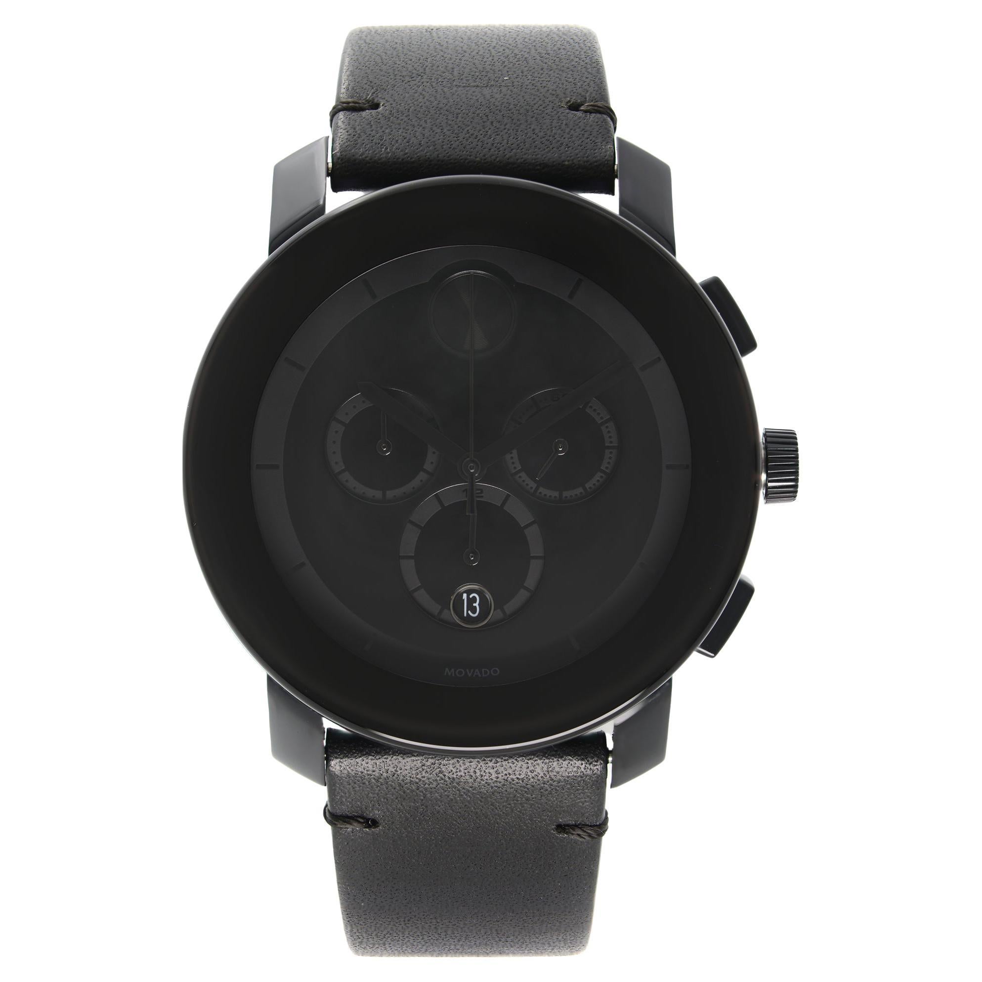 Movado Bold Chronograph Ion-Plated Steel Black Dial Quartz Mens Watch 3600337 For Sale