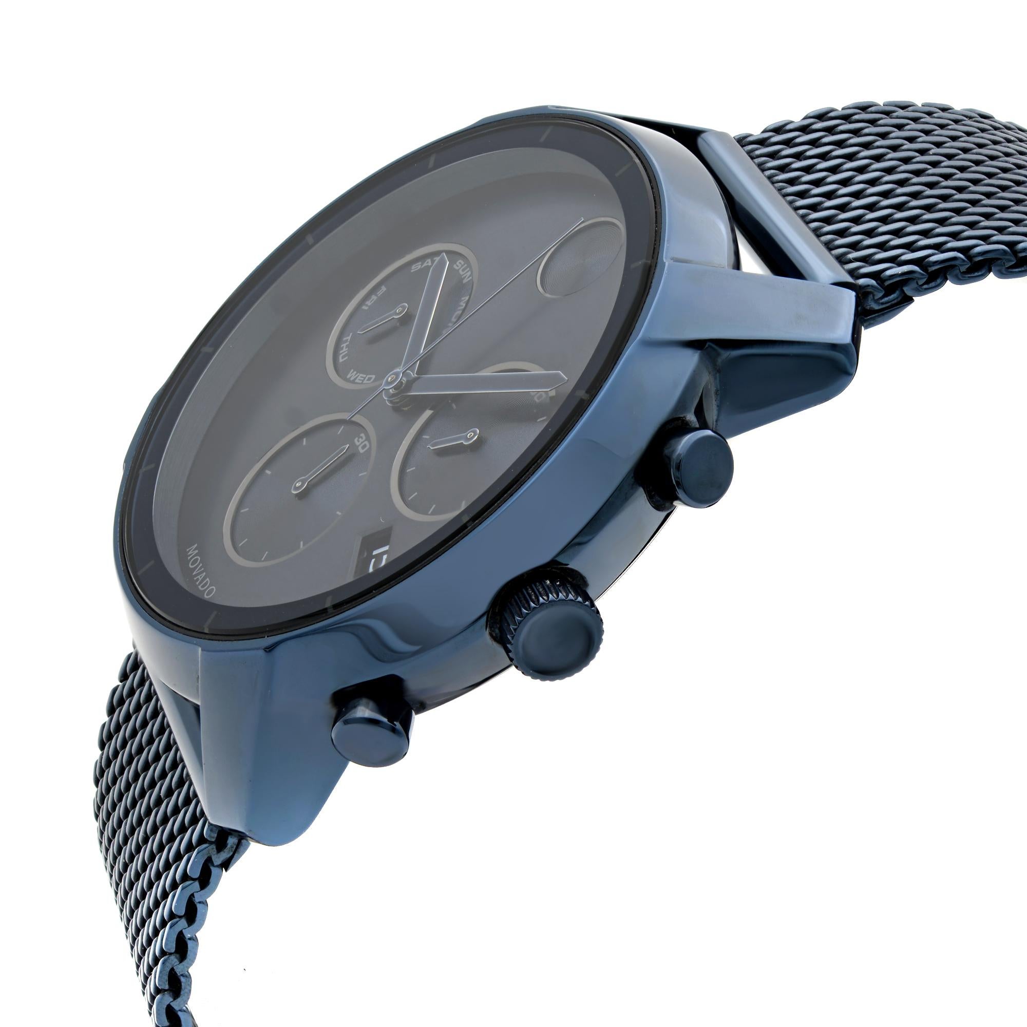 movado bold chronograph blue dial men's watch