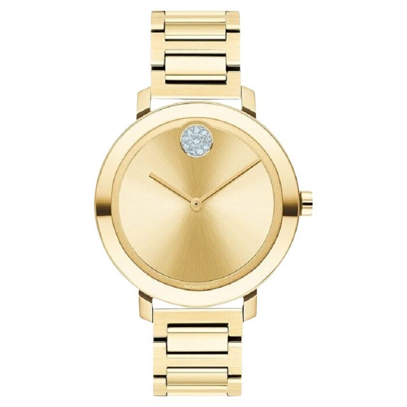 Movado Bold Evolution 34mm Stainless Steel Gold Dial Ladies Watch 3600649