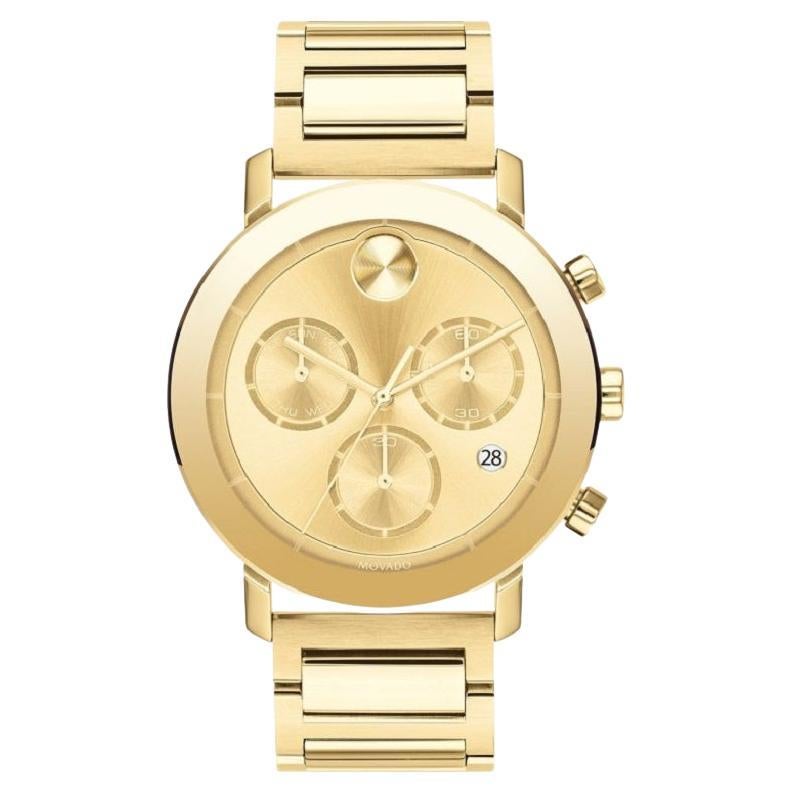 Movado Bold Evolution 42mm Chronograph Gold Zifferblatt Herrenuhr 3600682