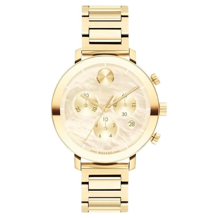 Movado Bold Evolution Chronograph 38mm Gold Dial Ladies Watch 3600788 For Sale