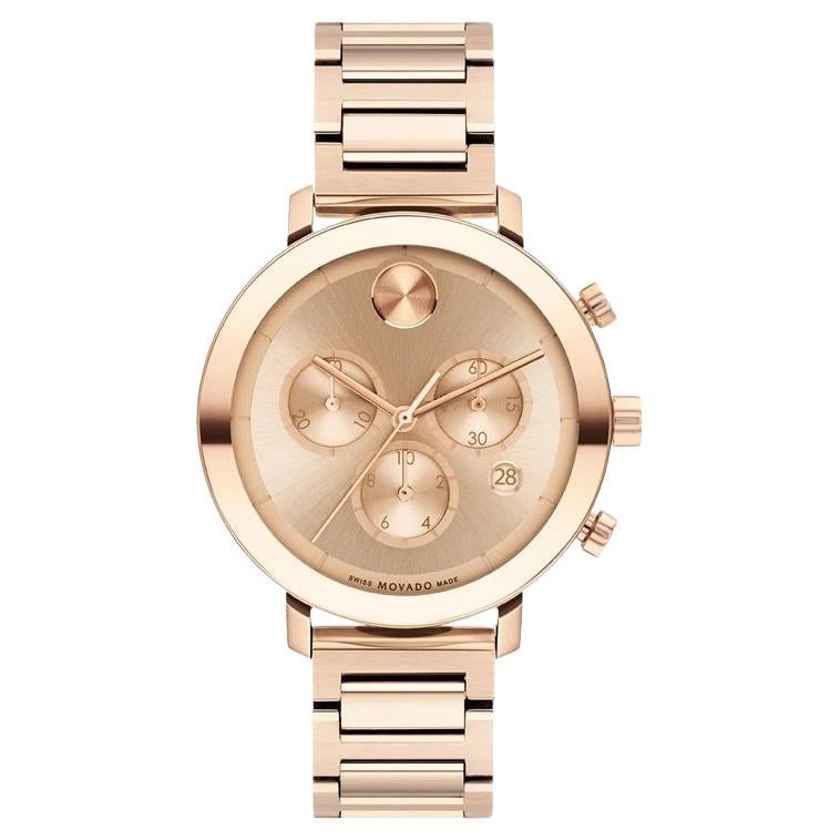 Movado Bold Evolution Chronograph 38mm Rose Gold Dial Ladies Watch 3600789 For Sale