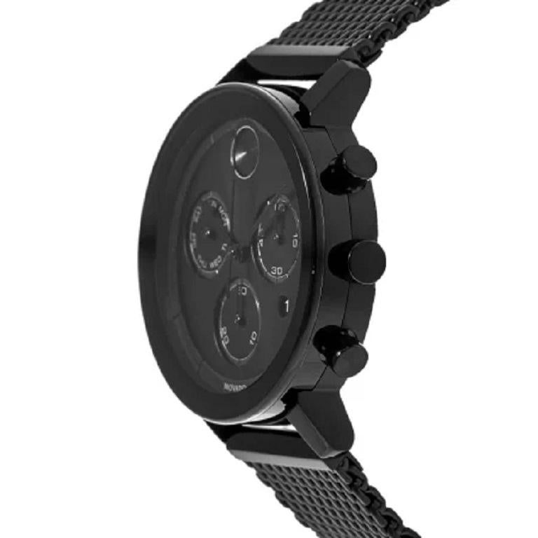 Movado Bold Evolution Chronograph 42mm Black Dial Men's Watch 3600760

Brand: Movado
Series: Bold
Sub Series: Evolution
Gender: Men's
Case Material: Stainless Steel
Case Shape: Round
Case Diameter: 42mm
Case Back: Solid
Crystal: K1 Mineral
Dial