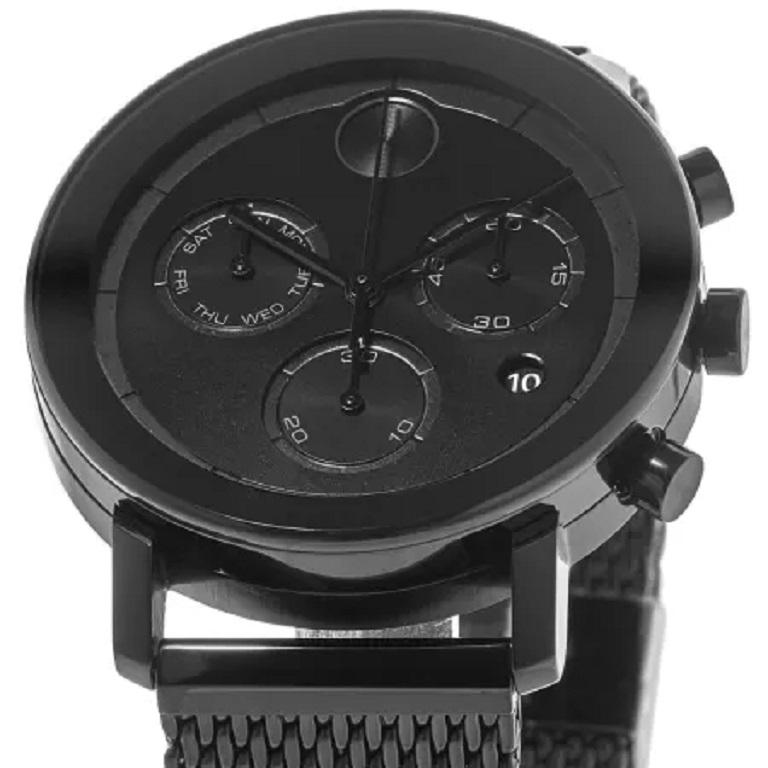 Movado Bold Evolution Chronograph 42mm Black Dial Men's Watch 3600760 In New Condition For Sale In Wilmington, DE