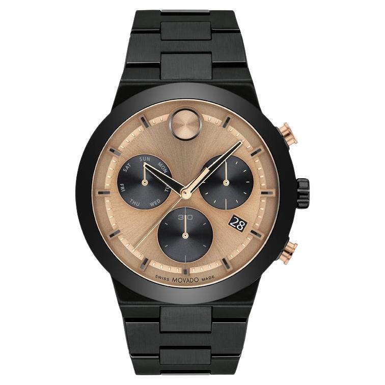 Movado Bold Fusion Chronograph 44mm Bronze Dial Stainless Steel Watch 3600897 For Sale