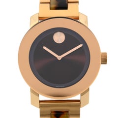 Movado Bold Rose Gold PVD Stainless Steel Brown Dial Quartz Ladies Watch 3600189