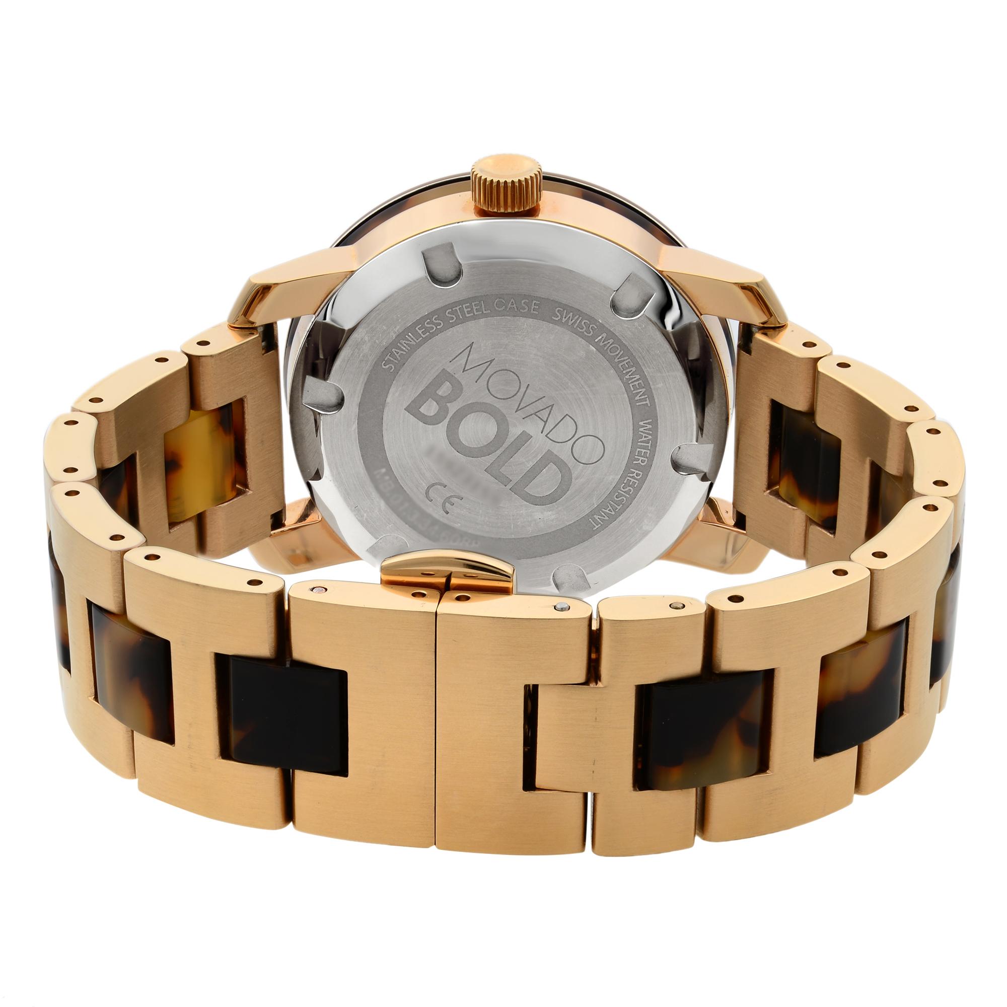 Movado Bold Rose Gold PVD Stainless Steel Brown Dial Quartz Ladies Watch 3600189 2
