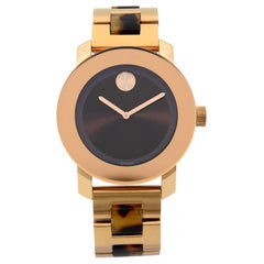 Movado Bold Rose Gold PVD Stainless Steel Brown Dial Quartz Ladies Watch 3600189