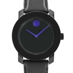 Movado Bold Satin Black Dial Purple Accents Plastic Steel Unisex Watch 3600479