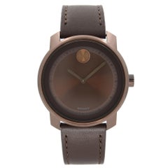 Movado Bold Stainless Steel Gunmetal Brown Dial Quartz Unisex Watch 3600377