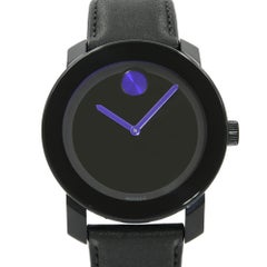 Movado Bold Steel Plastic Black Dial Purple Accents Quartz Unisex Watch 3600479