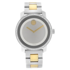 Movado Bold Two-Tone Steel Diamonds Silver Dial Quartz Ladies Watch 3600451