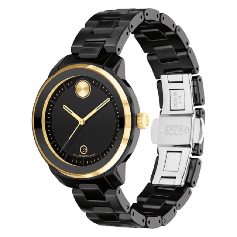 Movado Bold Verso 39mm Black Dial & Black Ceramic Ladies Watch 3600936

Reimagining the sport watch with sleek design that combines modern minimalism with a bold edge. This statement-making 39mm case is paired with an ultra-contemporary ceramic