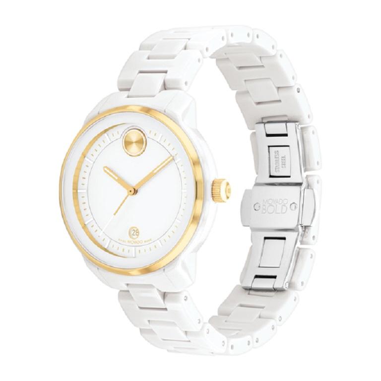 Movado Bold Verso 39mm White Dial & White Ceramic Quartz Ladies Watch 3600934

Reimagining the sport watch with sleek design that combines modern minimalism with a bold edge. This statement-making 39mm case is paired with an ultra-contemporary