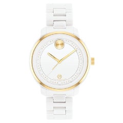 Movado Bold Verso 39mm weißes Zifferblatt & weiße Keramik Quarz Damenuhr 3600934