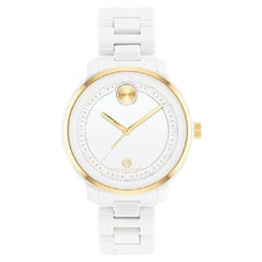 Movado Montre pour femme audacieuse Verso 39 mm avec cadran blanc et quartz en céramique blanche 3600934