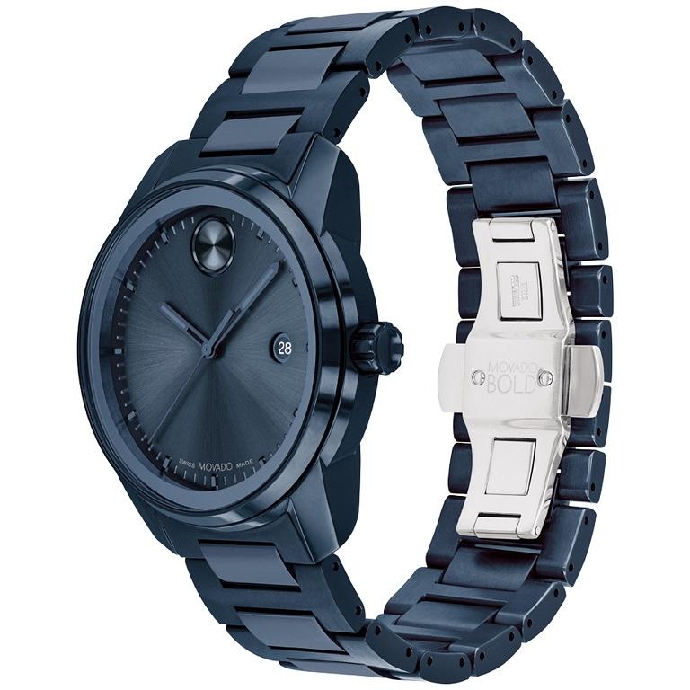 Movado Bold Verso 42mm Blue Dial Ion-Plated Stainless Steel Men's Watch 3600862

Movado BOLD Verso, 42mm blue ion-plated stainless steel case and bracelet. Features a blue dial with Swiss Super-LumiNova® accents and date window detailing.

Dial:
